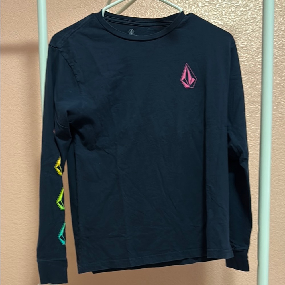 Volcom Black Long Sleeve with Multicolor Accents
